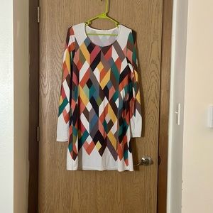 12Pm long sleeved colorful checkered dress.